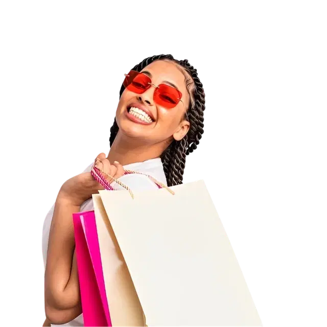 Happy shopper with shopping bags